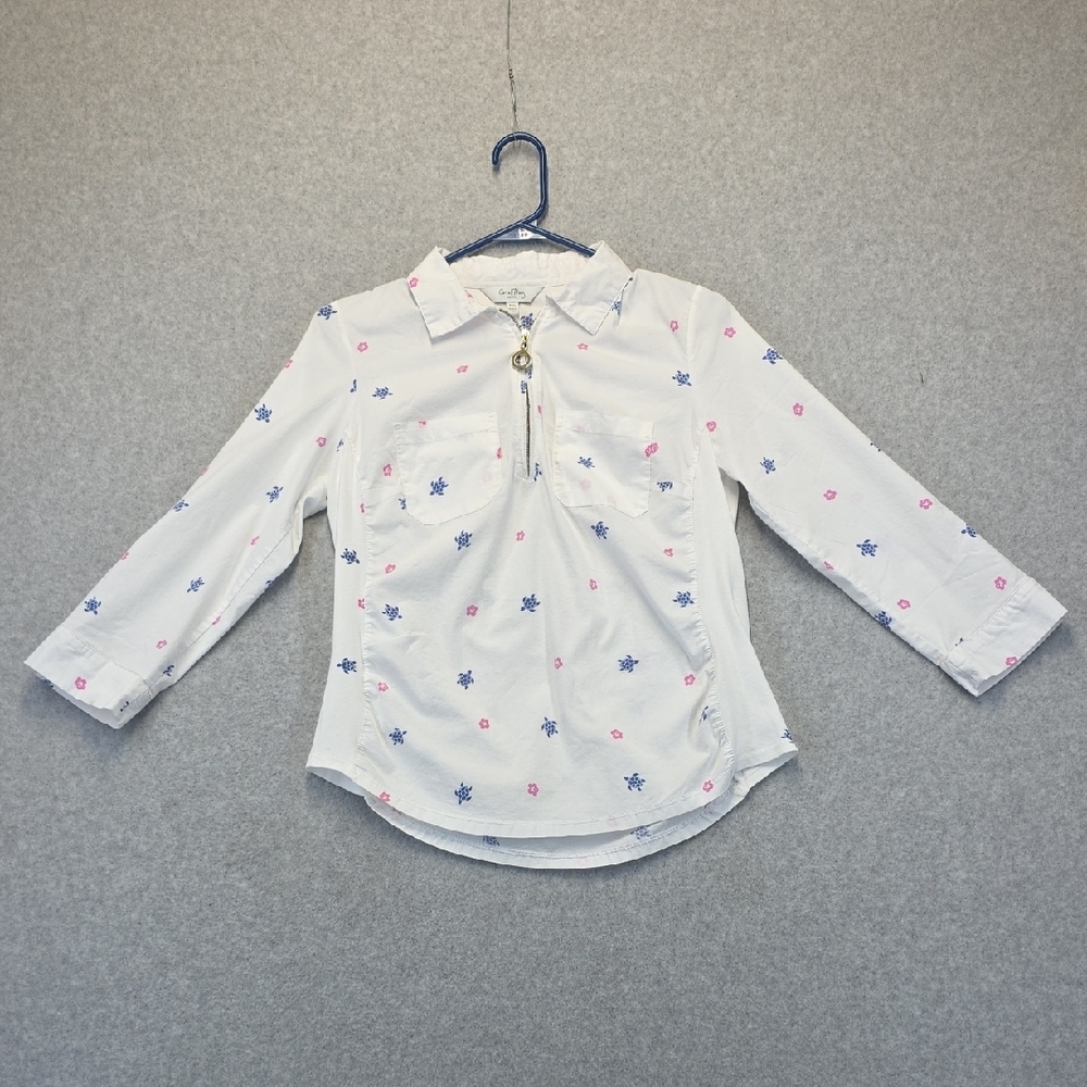 Coral Bay Petite White Floral Quarter Zip Top Women’s PS